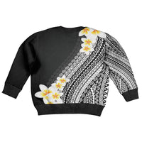 Tahiti Plumeria Tribal Pattern Kid Ugly Christmas Sweater Wave Style Black