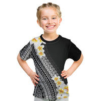 Tahiti Plumeria Tribal Pattern Kid T Shirt Wave Style Black LT05 Black - Polynesian Pride