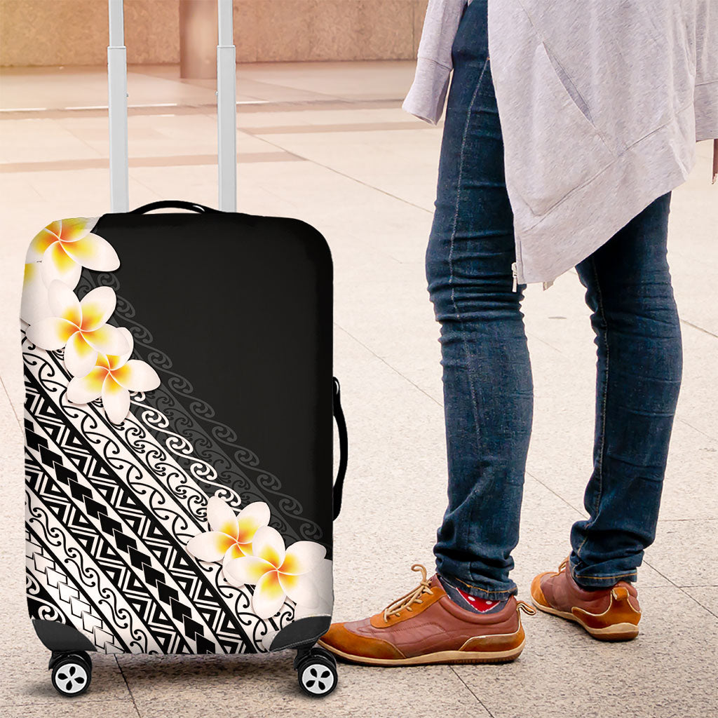 Tahiti Plumeria Tribal Pattern Luggage Cover Wave Style Black LT05 Black - Polynesian Pride