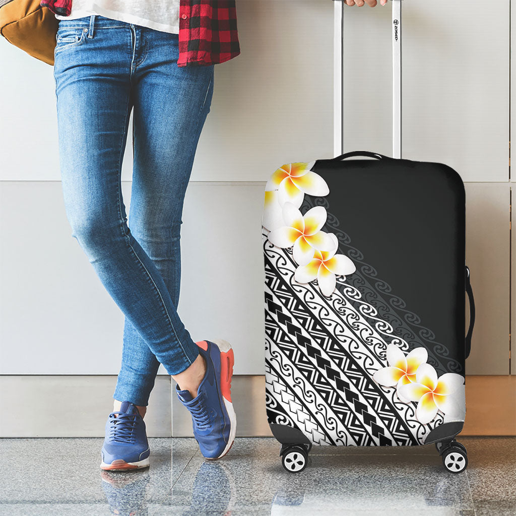 Tahiti Plumeria Tribal Pattern Luggage Cover Wave Style Black LT05 - Polynesian Pride