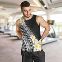 Tahiti Plumeria Tribal Pattern Men Tank Top Wave Style Black LT05 Black - Polynesian Pride
