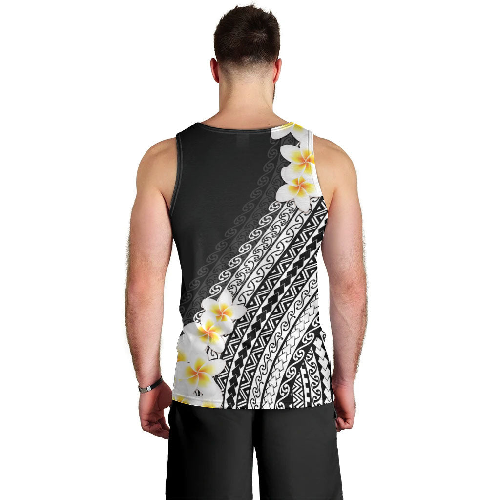 Tahiti Plumeria Tribal Pattern Men Tank Top Wave Style Black LT05 - Polynesian Pride