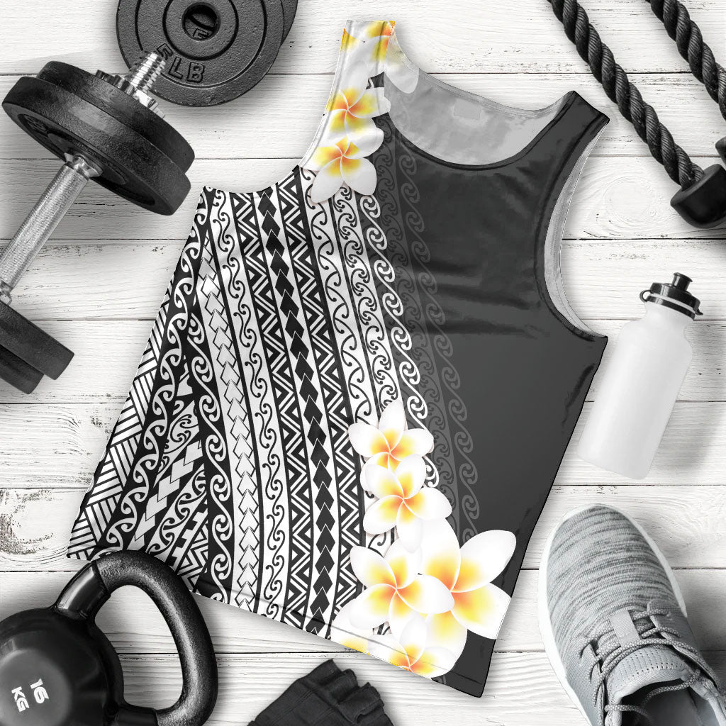 Tahiti Plumeria Tribal Pattern Men Tank Top Wave Style Black LT05 - Polynesian Pride