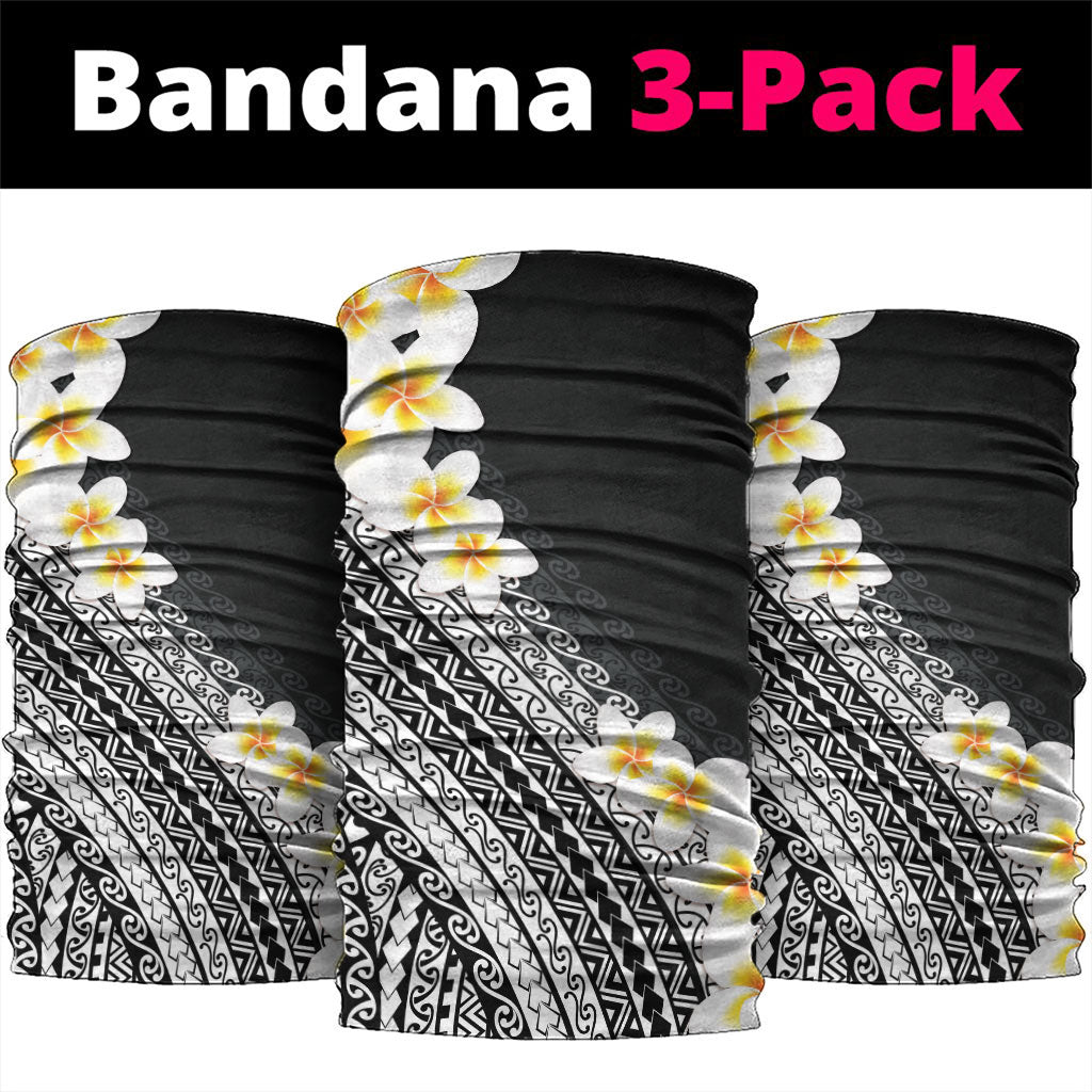 Tahiti Plumeria Tribal Pattern Neck Gaiter Wave Style Black LT05 package One Size: 25*50cm Black - Polynesian Pride
