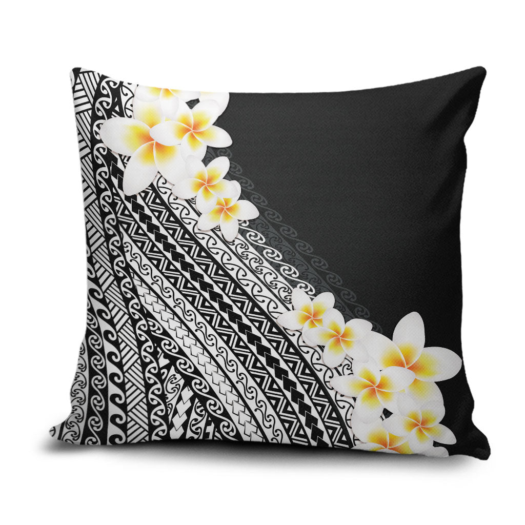 Tahiti Plumeria Tribal Pattern Pillow Cover Wave Style Black LT05 Black - Polynesian Pride