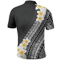 Tahiti Plumeria Tribal Pattern Polo Shirt Wave Style Black LT05 - Polynesian Pride