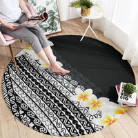 Tahiti Plumeria Tribal Pattern Round Carpet Wave Style Black LT05 - Polynesian Pride