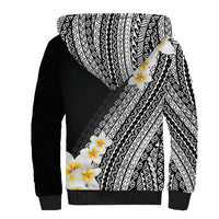 Tahiti Plumeria Tribal Pattern Sherpa Hoodie Wave Style Black LT05 - Polynesian Pride