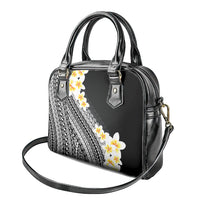 Tahiti Plumeria Tribal Pattern Shoulder Handbag Wave Style Black LT05 - Polynesian Pride