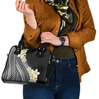 Tahiti Plumeria Tribal Pattern Shoulder Handbag Wave Style Black LT05 - Polynesian Pride