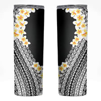 Tahiti Plumeria Tribal Pattern Skinny Tumbler Wave Style Black LT05 Black - Polynesian Pride