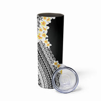 Tahiti Plumeria Tribal Pattern Skinny Tumbler Wave Style Black LT05 - Polynesian Pride