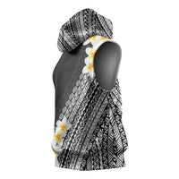 Tahiti Plumeria Tribal Pattern Sleeveless Hoodie Wave Style Black LT05 - Polynesian Pride