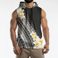 Tahiti Plumeria Tribal Pattern Sleeveless Hoodie Wave Style Black LT05 - Polynesian Pride