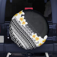Tahiti Plumeria Tribal Pattern Spare Tire Cover Wave Style Black LT05 No hole Black - Polynesian Pride