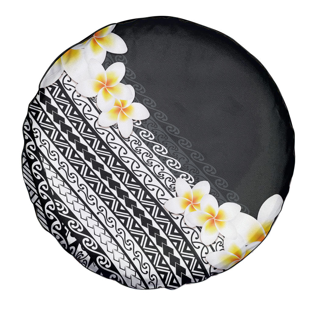 Tahiti Plumeria Tribal Pattern Spare Tire Cover Wave Style Black LT05 - Polynesian Pride