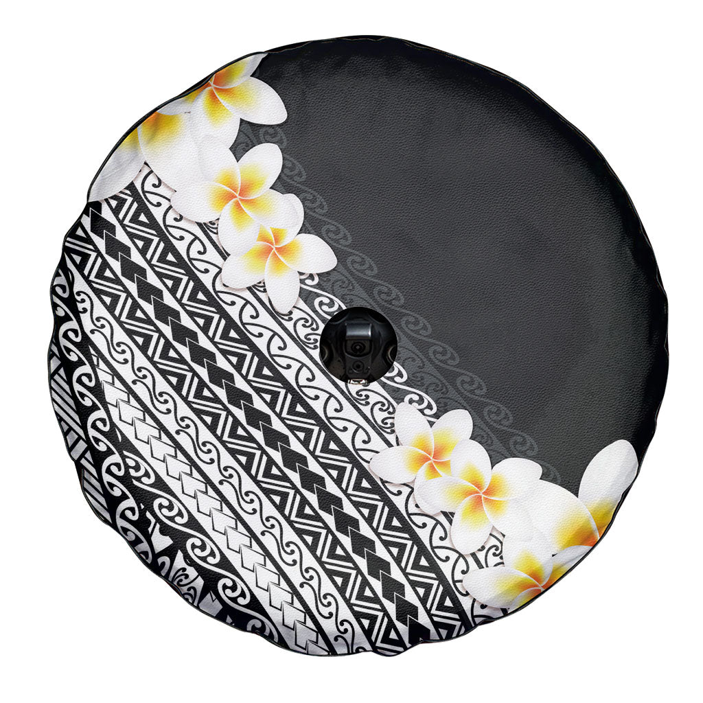 Tahiti Plumeria Tribal Pattern Spare Tire Cover Wave Style Black LT05 - Polynesian Pride