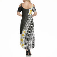 Tahiti Plumeria Tribal Pattern Summer Maxi Dress Wave Style Black LT05 - Polynesian Pride