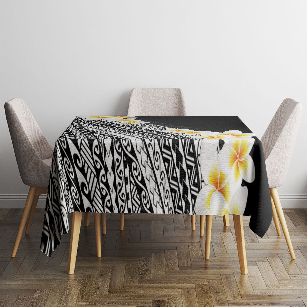 Tahiti Plumeria Tribal Pattern Tablecloth Wave Style Black LT05 - Polynesian Pride