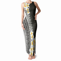 Tahiti Plumeria Tribal Pattern Tank Maxi Dress Wave Style Black LT05 Women Black - Polynesian Pride