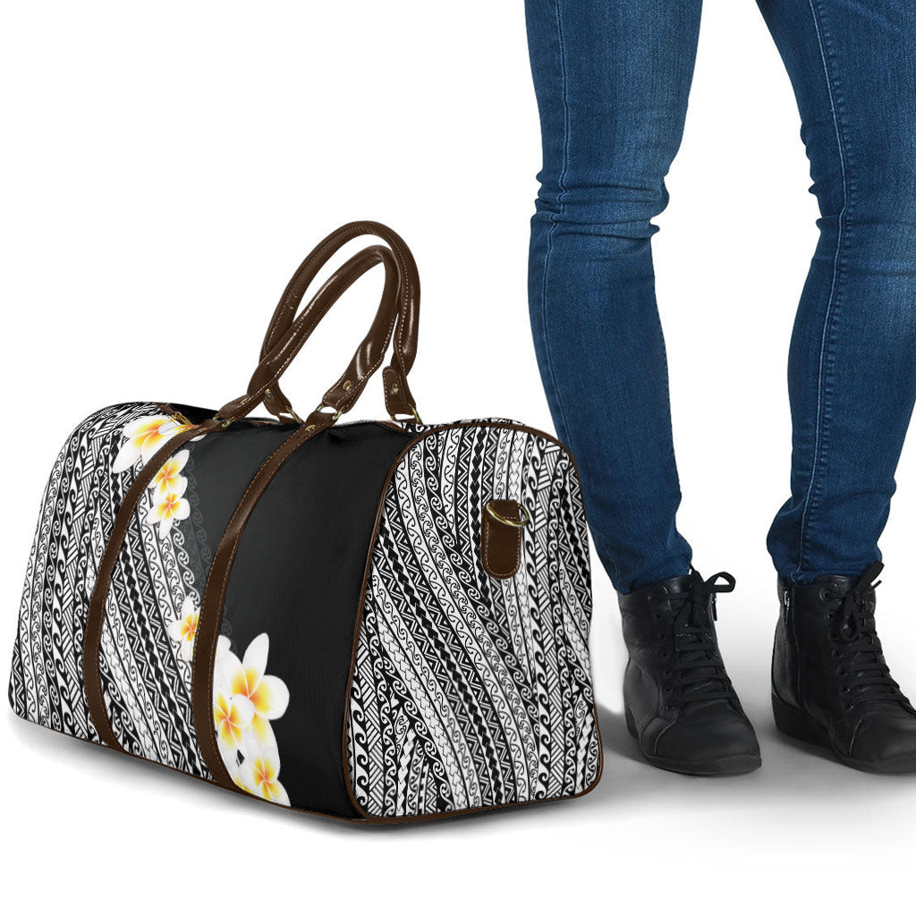Tahiti Plumeria Tribal Pattern Travel Bag Wave Style Black LT05 - Polynesian Pride