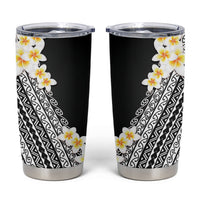 Tahiti Plumeria Tribal Pattern Tumbler Cup Wave Style Black LT05 Black - Polynesian Pride