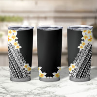 Tahiti Plumeria Tribal Pattern Tumbler Cup Wave Style Black LT05 - Polynesian Pride