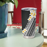 Tahiti Plumeria Tribal Pattern Tumbler Cup Wave Style Black LT05 - Polynesian Pride