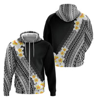 Tahiti Plumeria Tribal Pattern Zip Hoodie Wave Style Black LT05 - Polynesian Pride