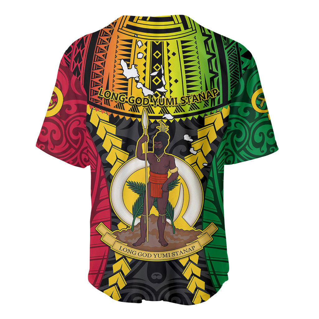 Vanuatu Baseball Jersey Vanuatuan Coat Of Arms Mix Pig Tusk Poynesian Pattern LT05 - Polynesian Pride