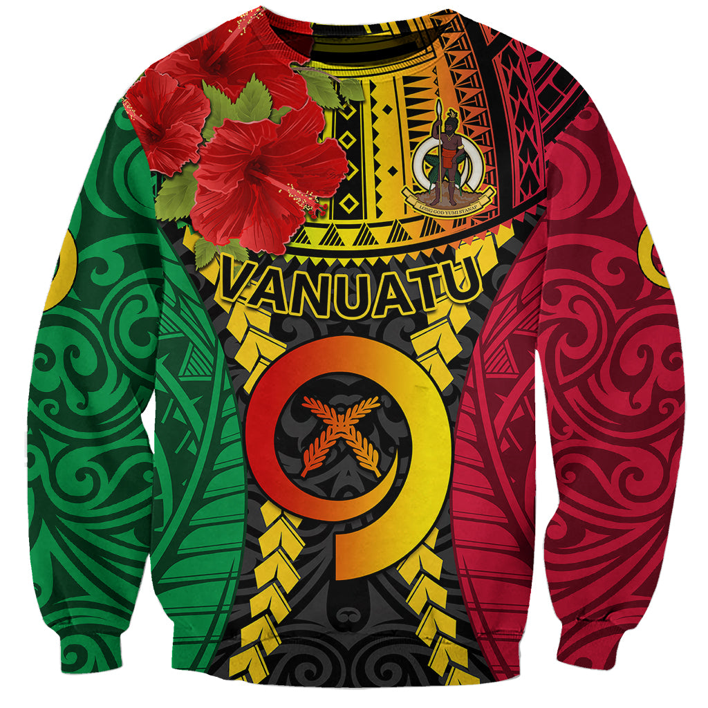Vanuatu Sweatshirt Vanuatuan Coat Of Arms Mix Pig Tusk Poynesian Pattern LT05 Unisex Reggae - Polynesian Pride