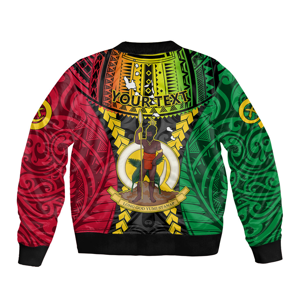 Personalized Vanuatu Bomber Jacket Vanuatuan Coat Of Arms Mix Pig Tusk Poynesian Pattern LT05 - Polynesian Pride