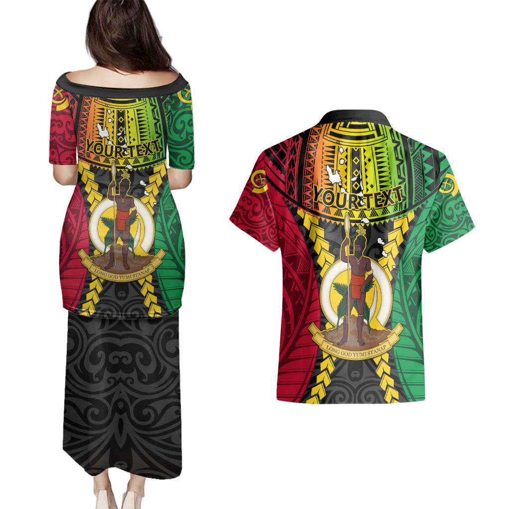 Personalized Vanuatu Couples Matching Puletasi Dress and Hawaiian Shirt Vanuatuan Coat Of Arms Mix Pig Tusk Poynesian Pattern LT05 - Polynesian Pride