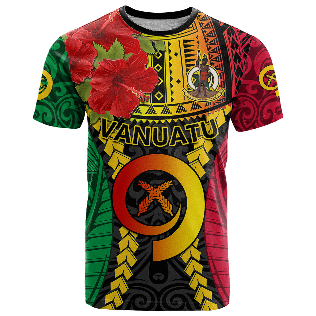 Personalized Vanuatu T Shirt Vanuatuan Coat Of Arms Mix Pig Tusk Poynesian Pattern LT05 Reggae - Polynesian Pride
