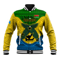 Vanuatu Malampa Province Baseball Jacket Coat Of Arms And Namele Fern Polynesian Pattern LT05 Unisex Yellow - Polynesian Pride