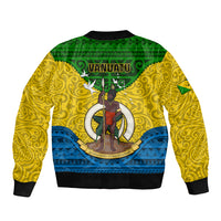 Vanuatu Malampa Province Bomber Jacket Coat Of Arms And Namele Fern Polynesian Pattern LT05 - Polynesian Pride