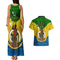 Vanuatu Malampa Province Couples Matching Tank Maxi Dress and Hawaiian Shirt Coat Of Arms And Namele Fern Polynesian Pattern LT05 - Polynesian Pride