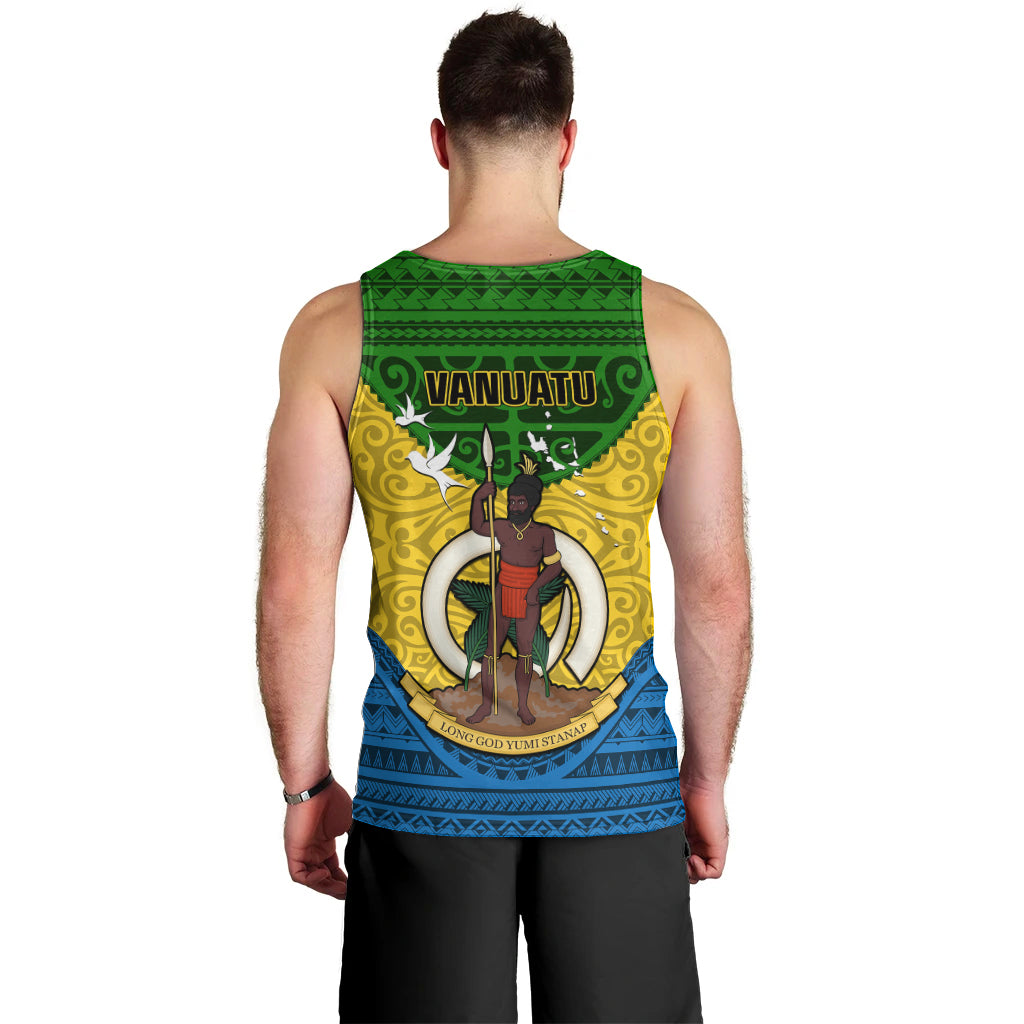 Vanuatu Malampa Province Men Tank Top Coat Of Arms And Namele Fern Polynesian Pattern LT05 - Polynesian Pride