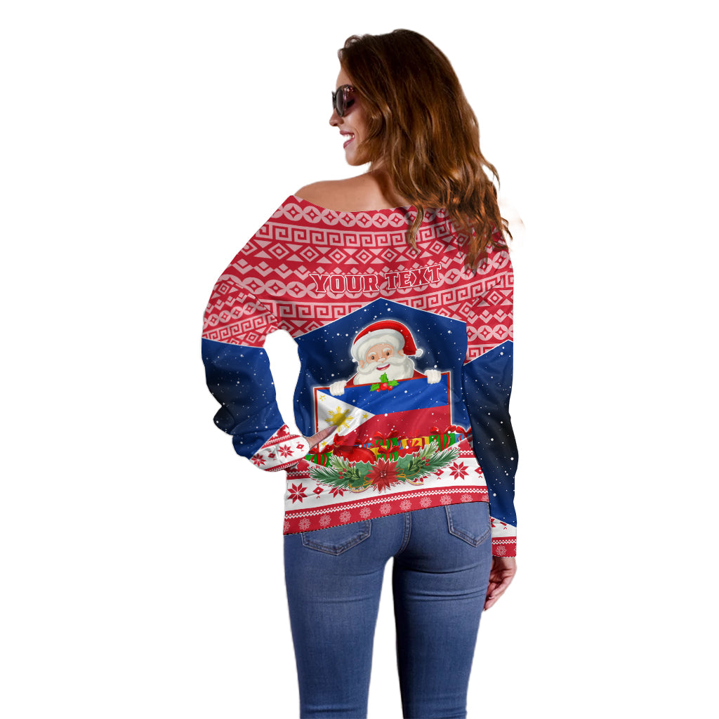Personalised Philippines Christmas Off Shoulder Sweater Filipino Parol Maligayang Pasko LT05 - Polynesian Pride