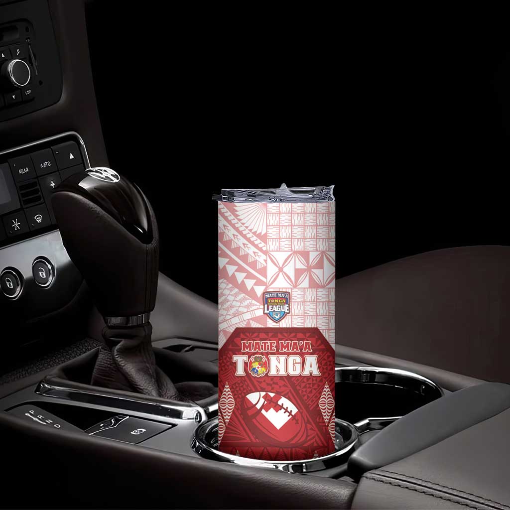 Custom Tonga Rugby Skinny Tumbler 2023 Pacific Championships Kupesi Ngatu Mate Maa