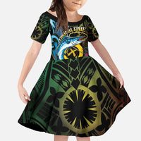 Vanuatu Fishing Family Matching Off Shoulder Maxi Dress and Hawaiian Shirt It's Time To Fish LT05 Daughter's Dress Black - Polynesian Pride