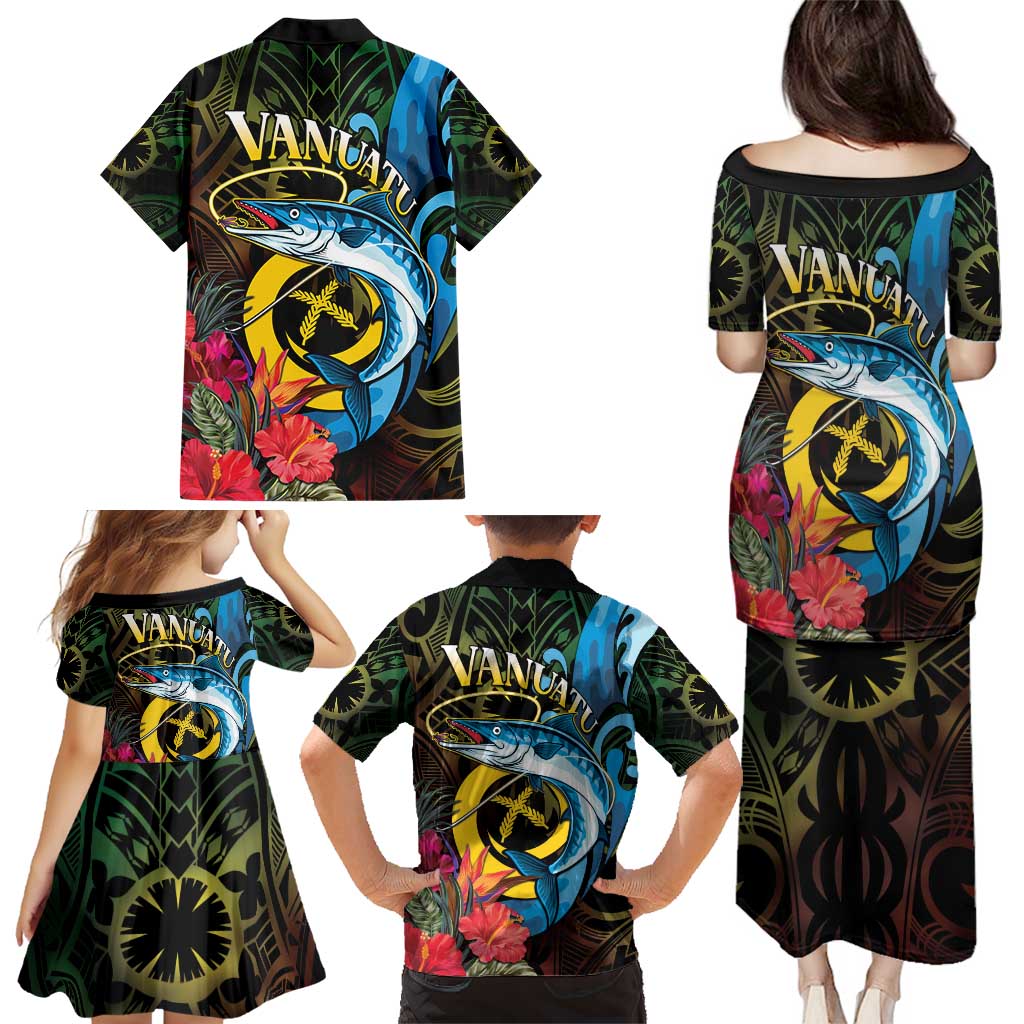Vanuatu Fishing Family Matching Puletasi and Hawaiian Shirt It's Time To Fish LT05 - Polynesian Pride
