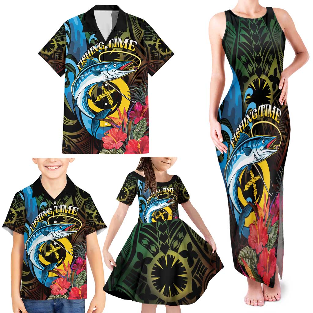 Vanuatu Fishing Family Matching Tank Maxi Dress and Hawaiian Shirt It's Time To Fish LT05 - Polynesian Pride