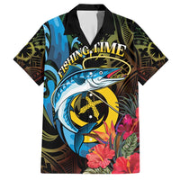 Vanuatu Fishing Hawaiian Shirt It's Time To Fish LT05 Black - Polynesian Pride