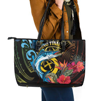 Vanuatu Fishing Leather Tote Bag It's Time To Fish LT05 - Polynesian Pride