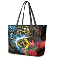 Vanuatu Fishing Leather Tote Bag It's Time To Fish LT05 - Polynesian Pride