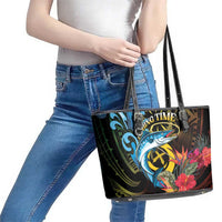 Vanuatu Fishing Leather Tote Bag It's Time To Fish LT05 - Polynesian Pride