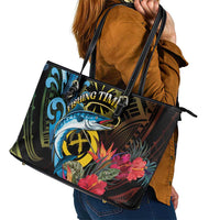 Vanuatu Fishing Leather Tote Bag It's Time To Fish LT05 - Polynesian Pride