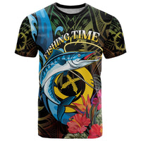 Vanuatu Fishing T Shirt It's Time To Fish LT05 Black - Polynesian Pride