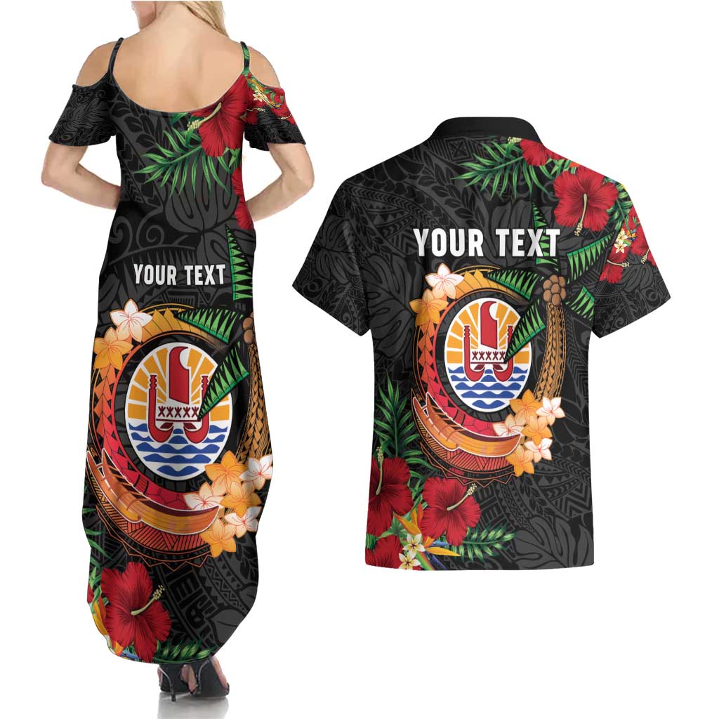 Personalised French Polynesia Outrigger Canoe Race Couples Matching Summer Maxi Dress and Hawaiian Shirt Tropical Vibe LT05 - Polynesian Pride